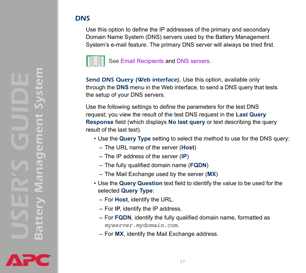 User’s guide, Battery management system | APC Battery Management System User Manual | Page 44 / 194