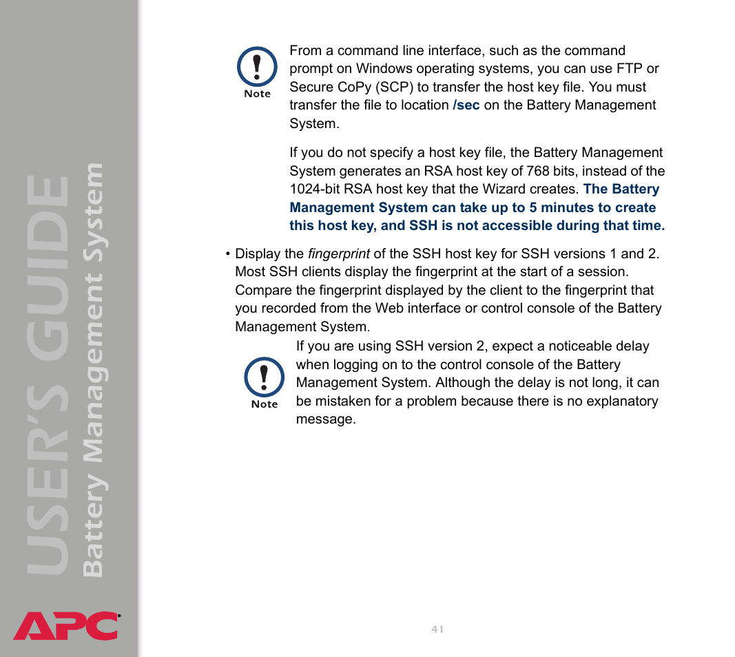 User’s guide, Battery management system | APC Battery Management System User Manual | Page 48 / 194