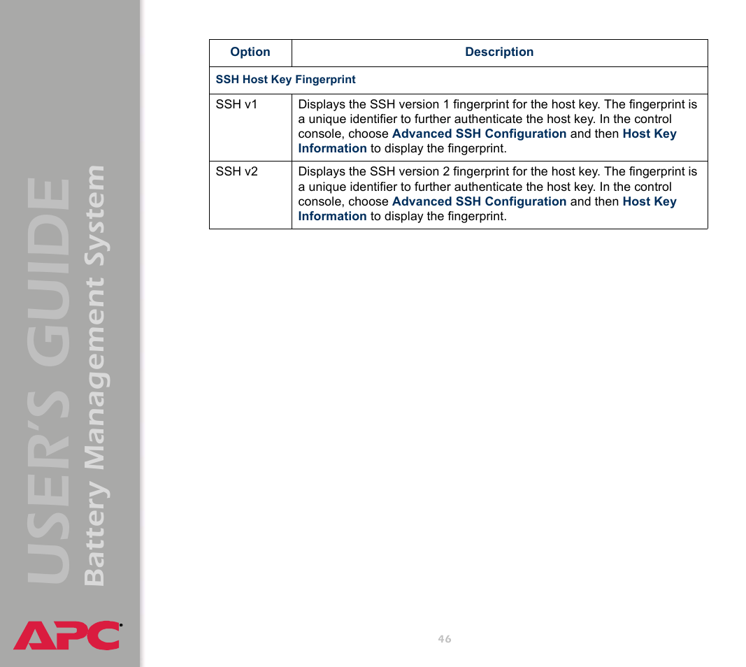 User’s guide, Battery management system | APC Battery Management System User Manual | Page 53 / 194