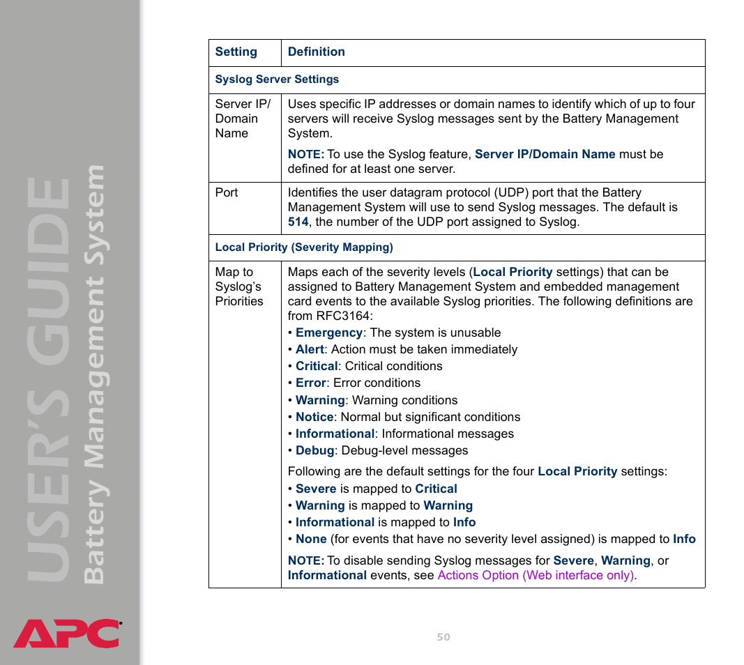 User’s guide, Battery management system | APC Battery Management System User Manual | Page 57 / 194