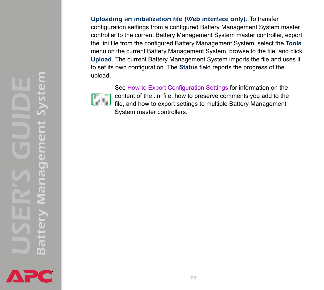 User’s guide, Battery management system | APC Battery Management System User Manual | Page 77 / 194