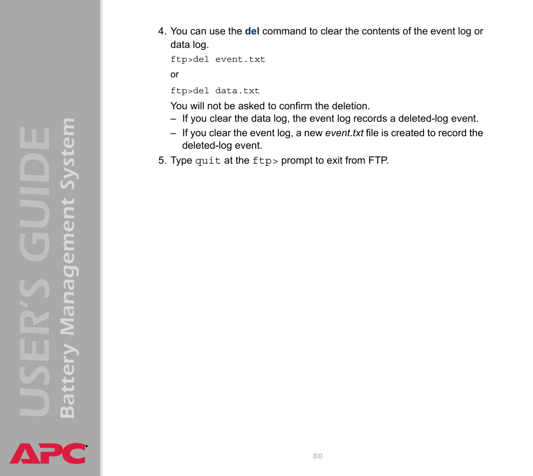 User’s guide, Battery management system | APC Battery Management System User Manual | Page 87 / 194