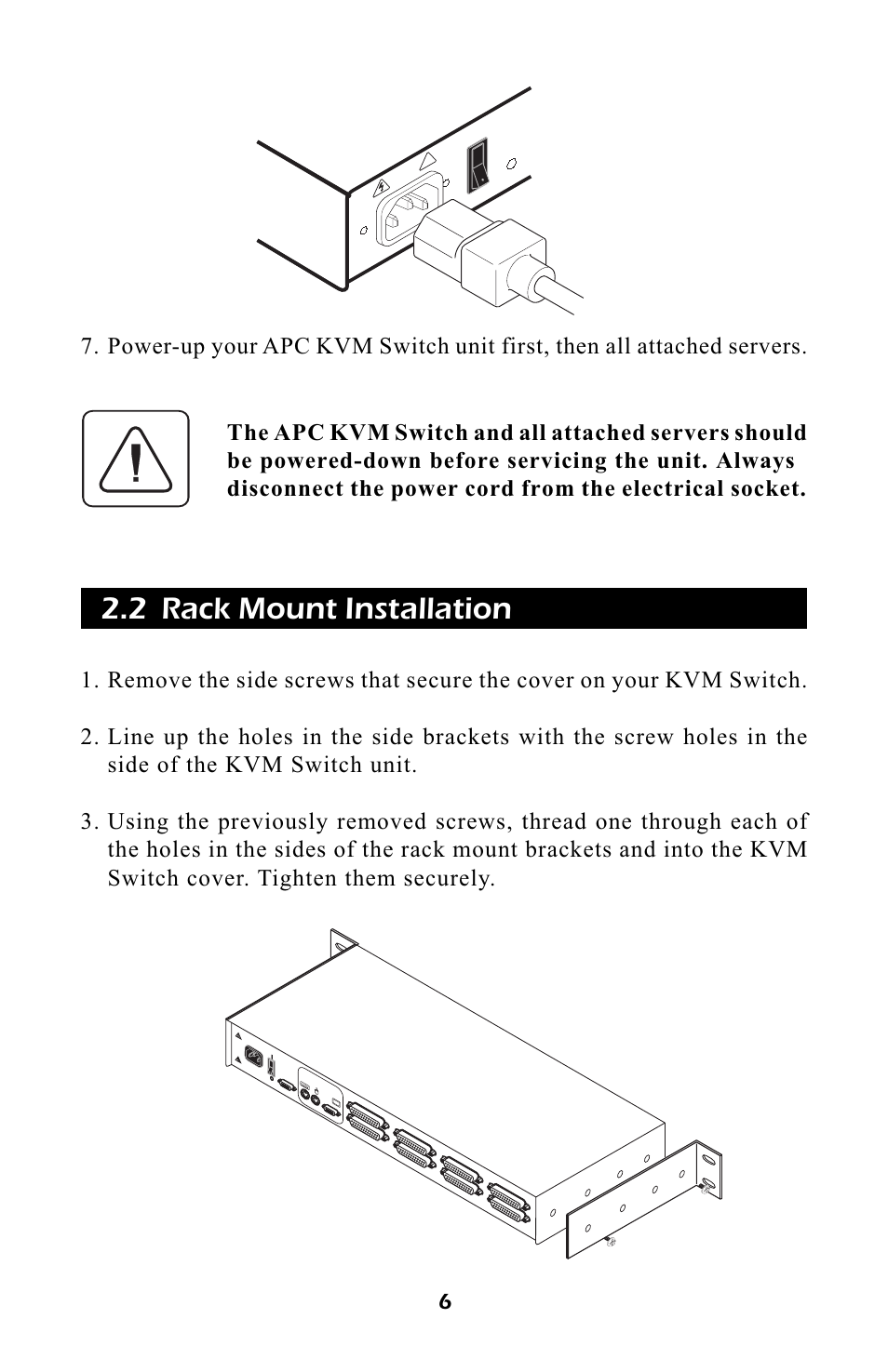 2 rack mount installation | APC AP9254 User Manual | Page 10 / 44
