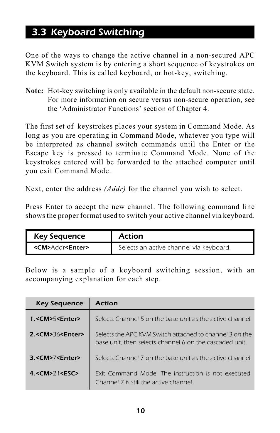 3 keyboard switching | APC AP9254 User Manual | Page 14 / 44