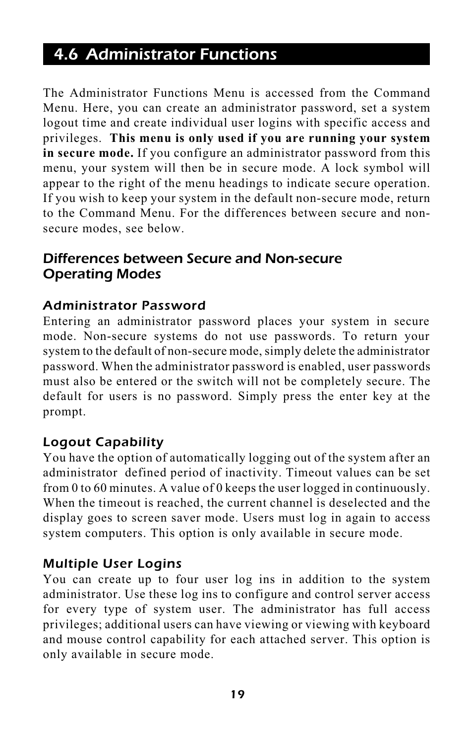 6 administrator functions | APC AP9254 User Manual | Page 23 / 44