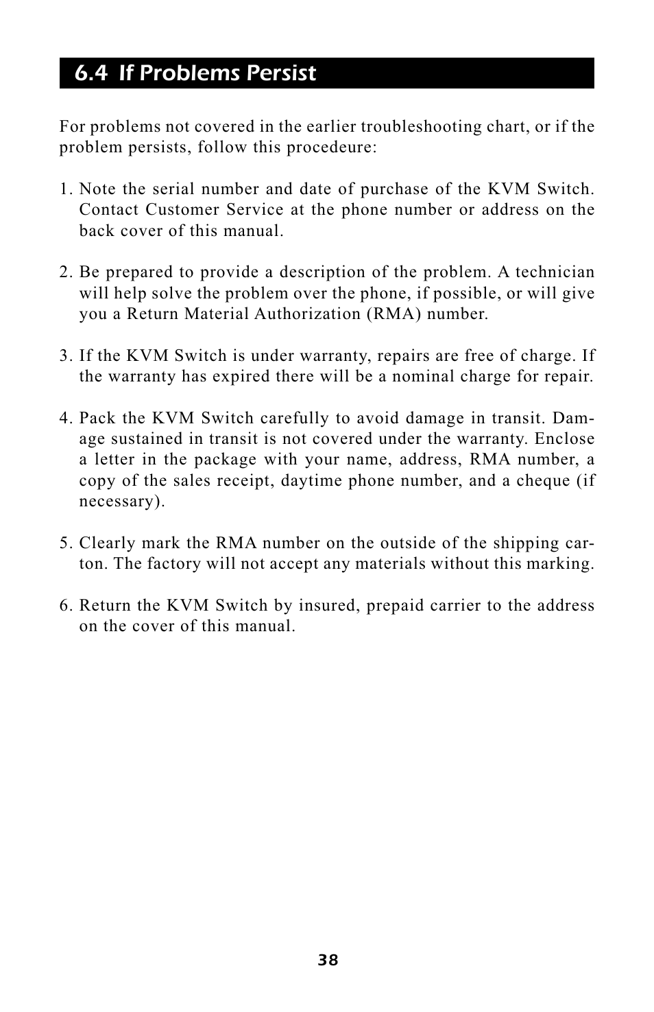 4 if problems persist | APC AP9254 User Manual | Page 42 / 44