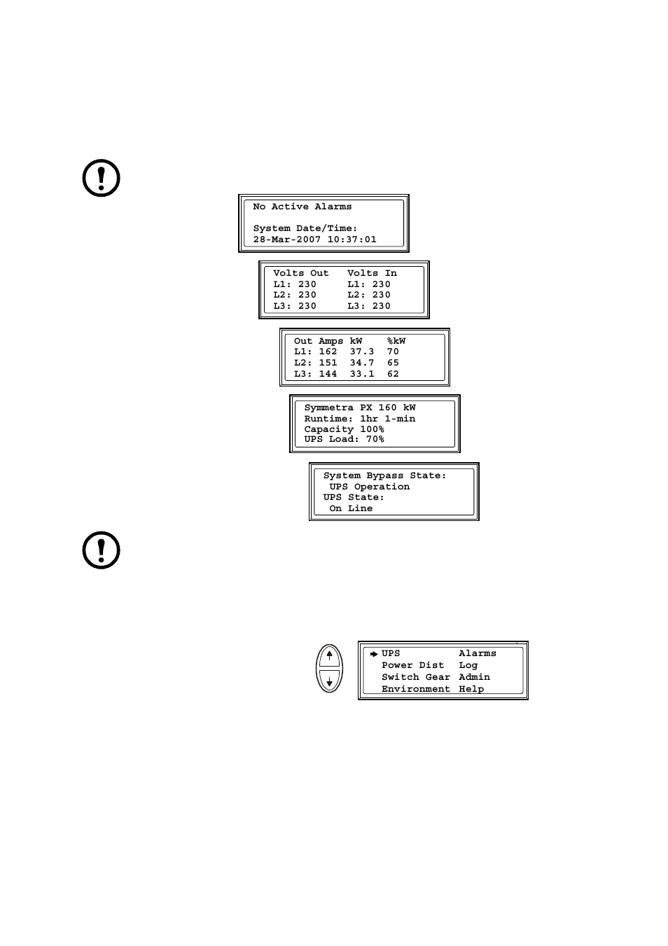 Display interface, Overview screens, Main menu screen | APC SYMMETRA PDUM160H-B User Manual | Page 10 / 36