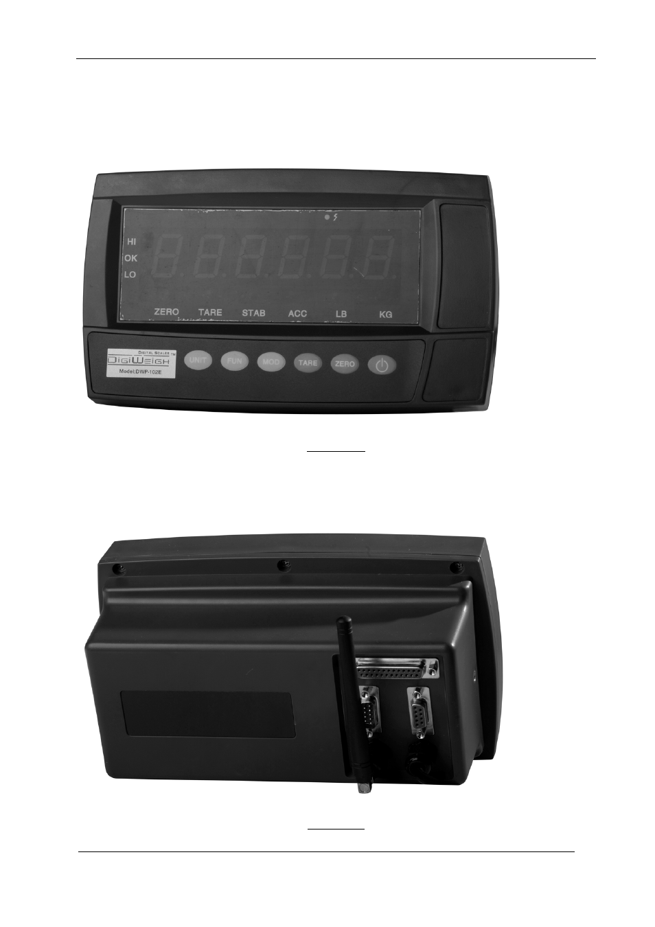 1 front and back view of the indicator | DIGIWEIGH DWP-11KRW User Manual | Page 7 / 12