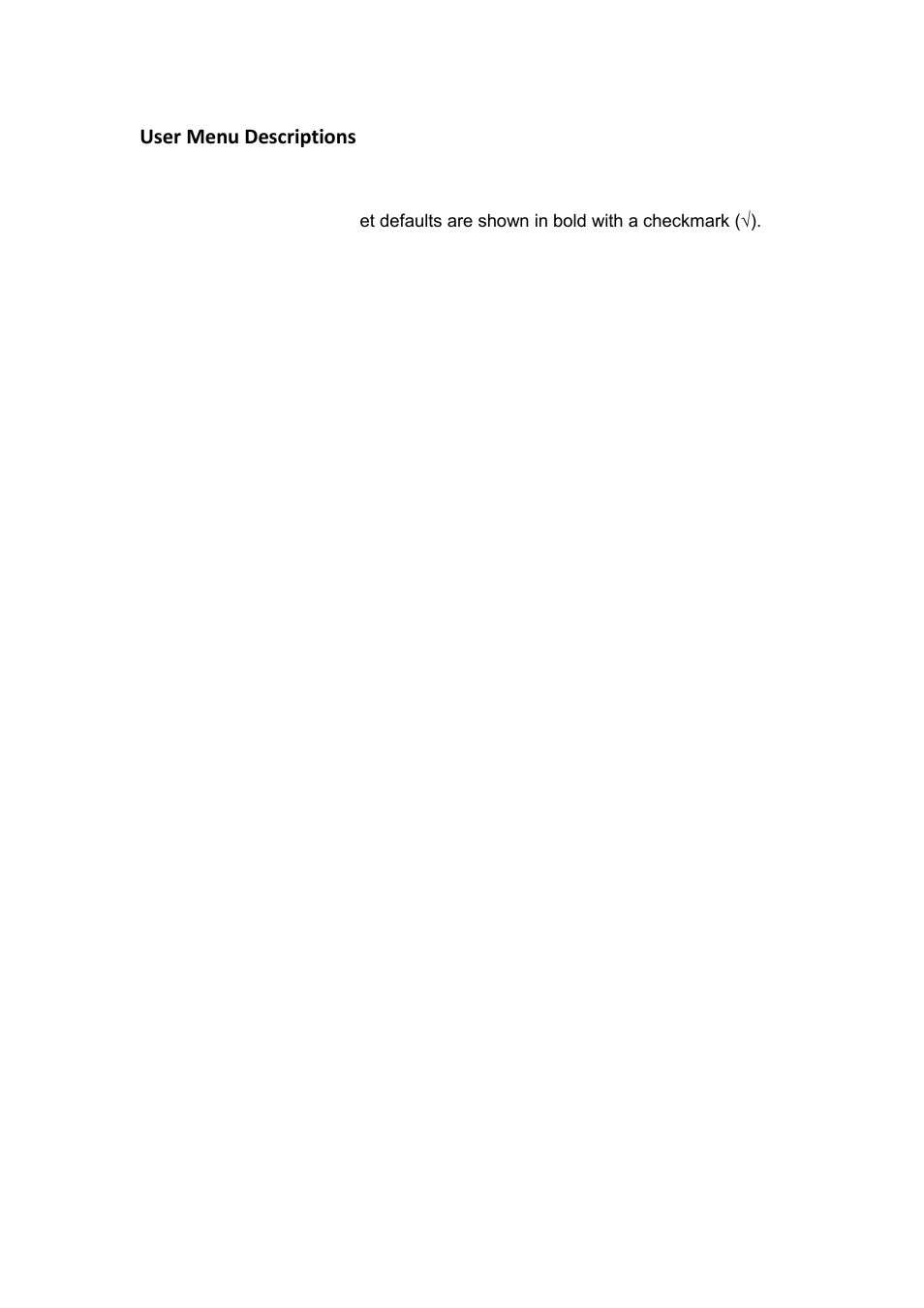 User menu descriptions | DIGIWEIGH DWP-101B User Manual | Page 9 / 17