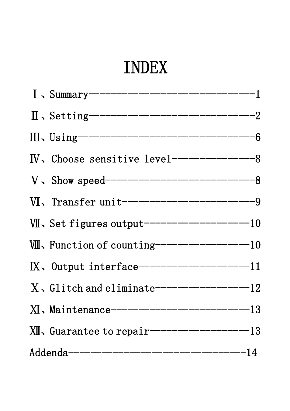 Index | DIGIWEIGH DWP-B2004 User Manual | Page 2 / 17