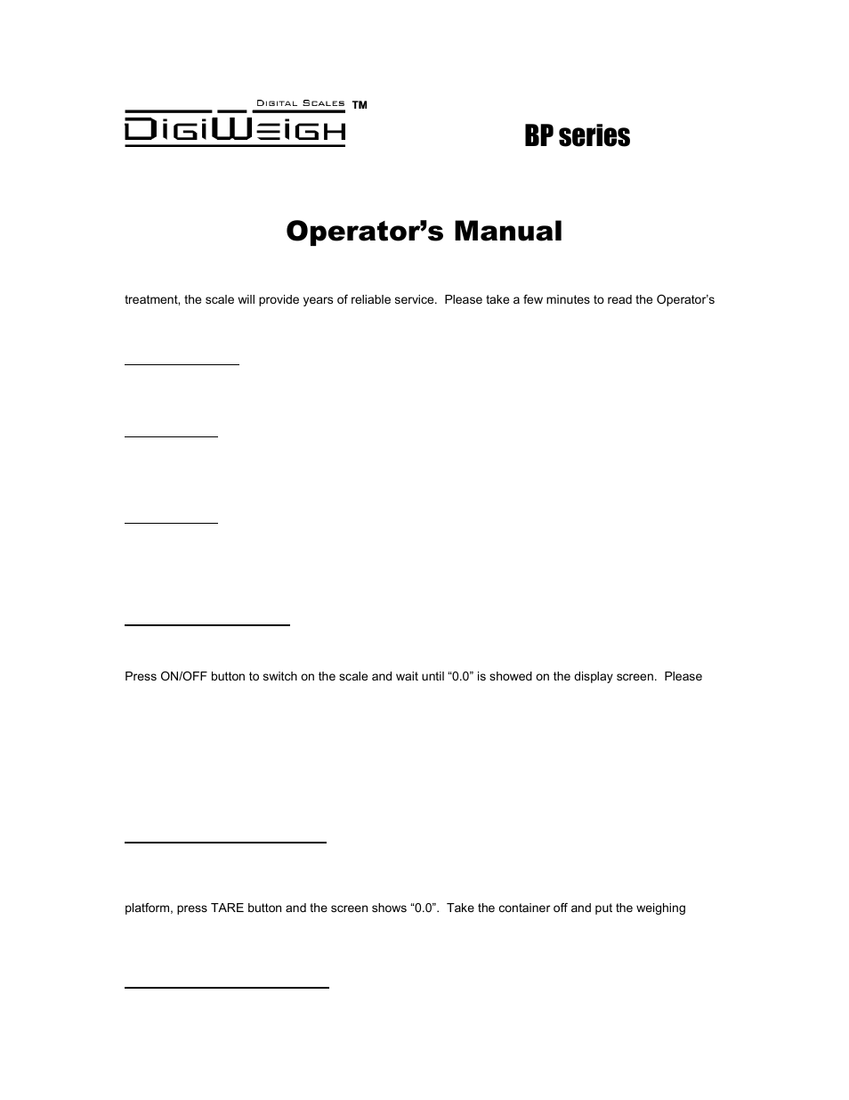 DIGIWEIGH DW-15BPB User Manual | 2 pages