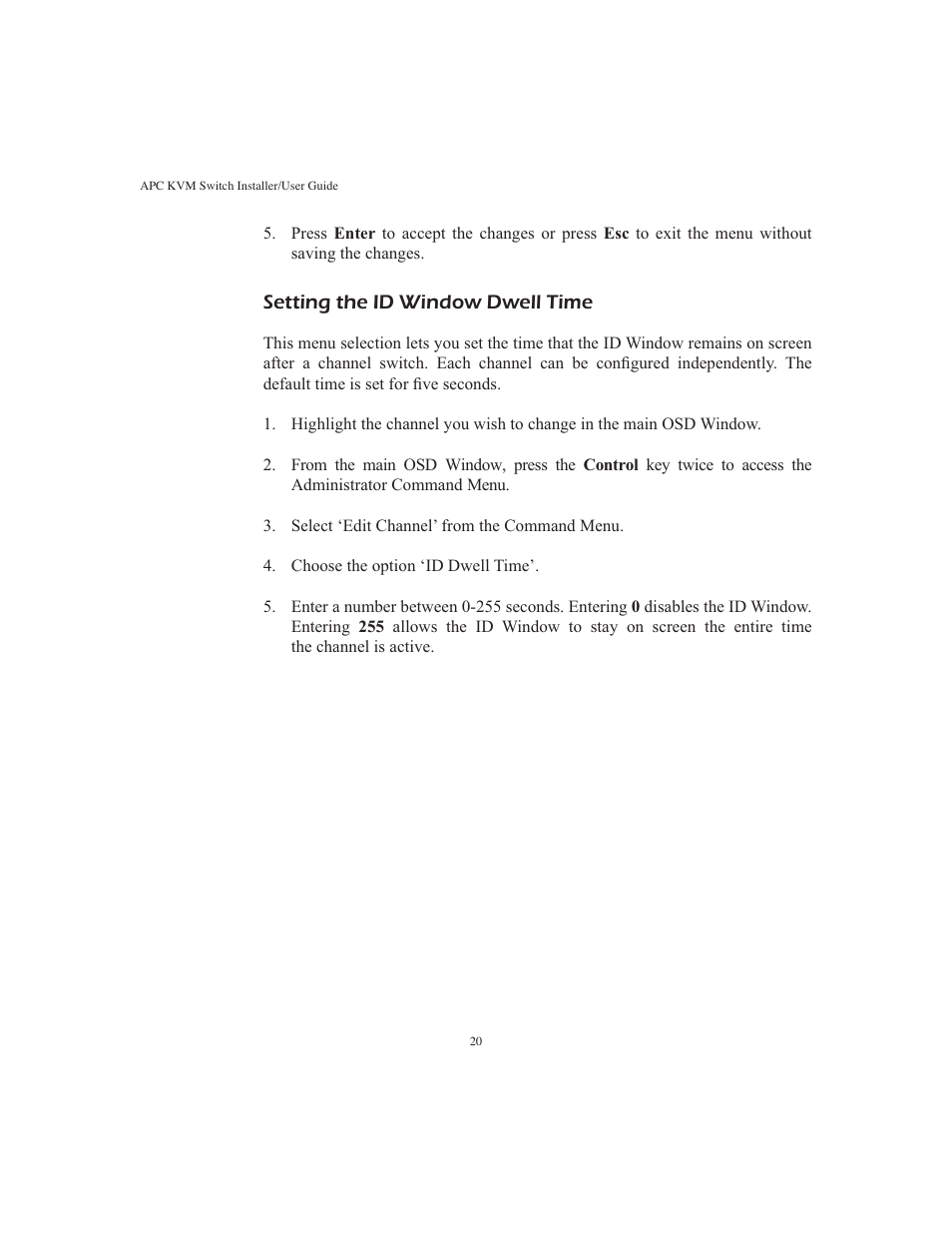 Setting the id window dwell time | APC AP9268 User Manual | Page 25 / 49