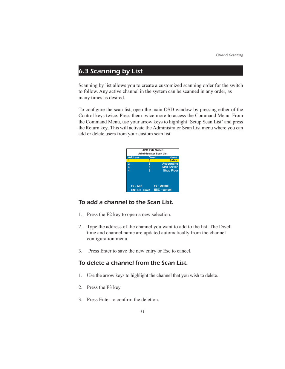 3 scanning by list | APC AP9268 User Manual | Page 36 / 49