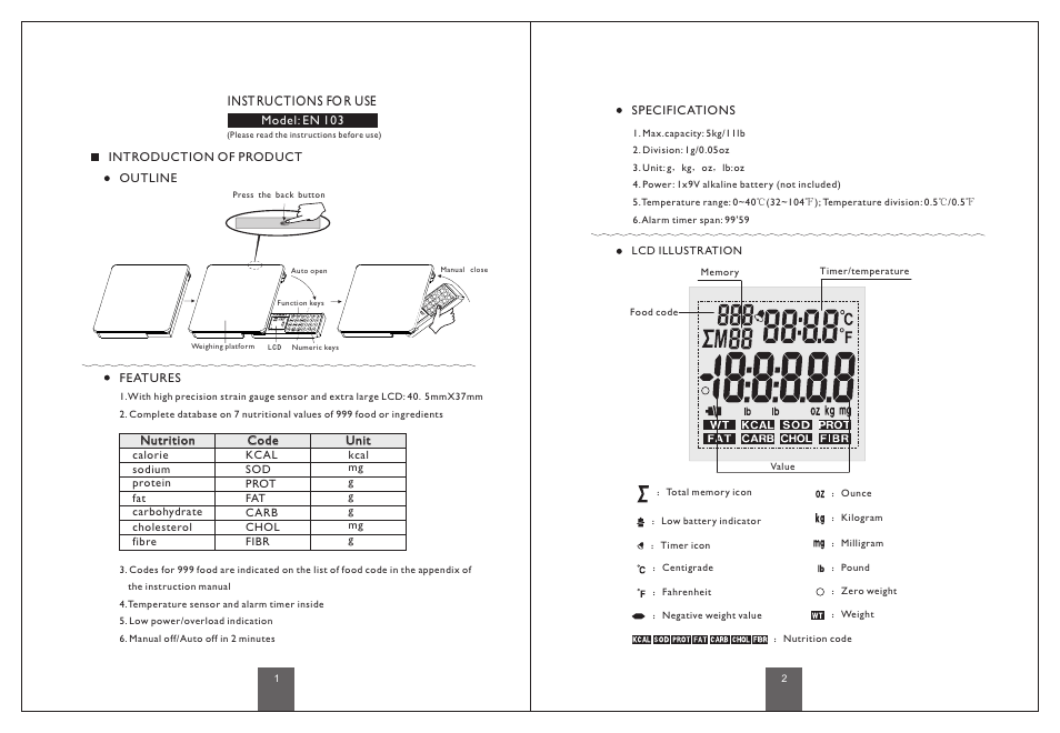 页面 2 | DIGIWEIGH DW-99DZ User Manual | Page 2 / 12
