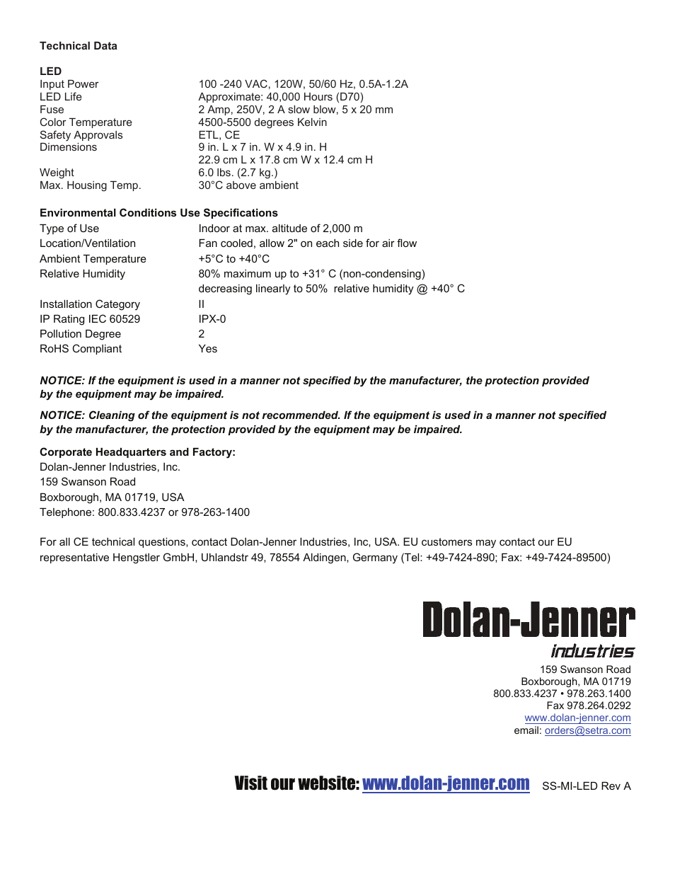 Dolan-Jenner Mi-LED Series User Manual | Page 4 / 4