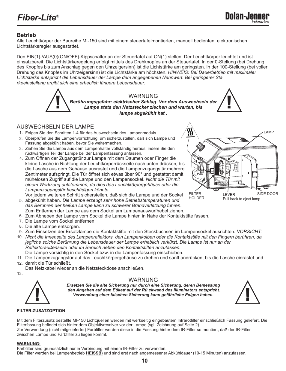 Fiber-lite | Dolan-Jenner MI-157 User Manual | Page 10 / 16