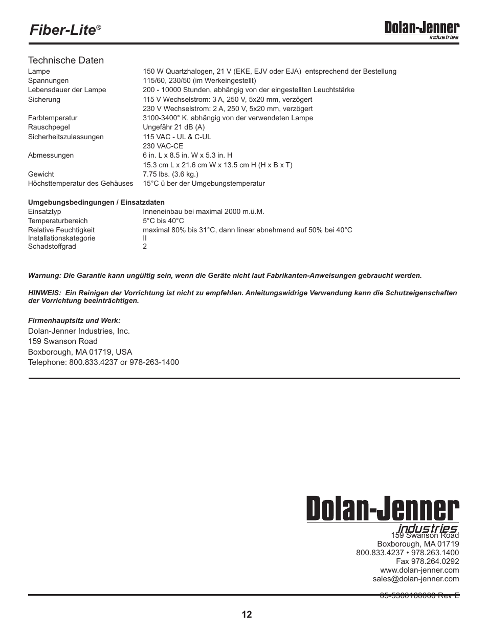 Iluminador mi-150, Fiber-lite, Manual de operación | Dolan-Jenner MI-157 User Manual | Page 12 / 16
