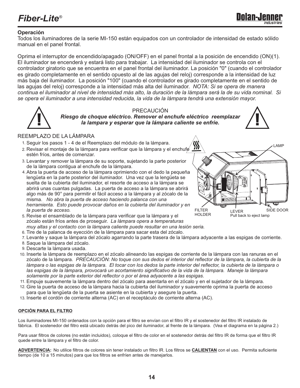 Fiber-lite | Dolan-Jenner MI-157 User Manual | Page 14 / 16