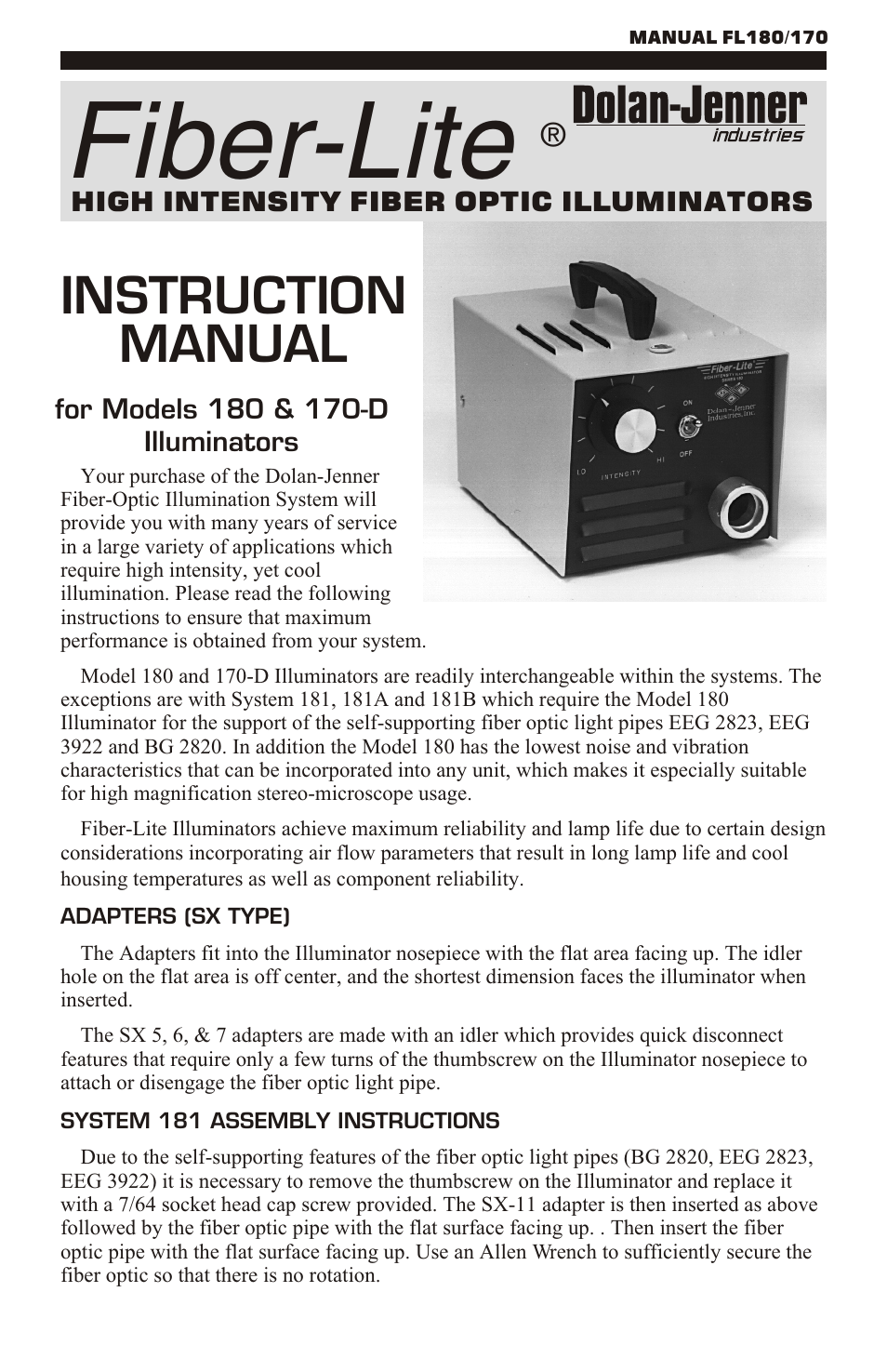 Dolan-Jenner 170-D User Manual | 4 pages