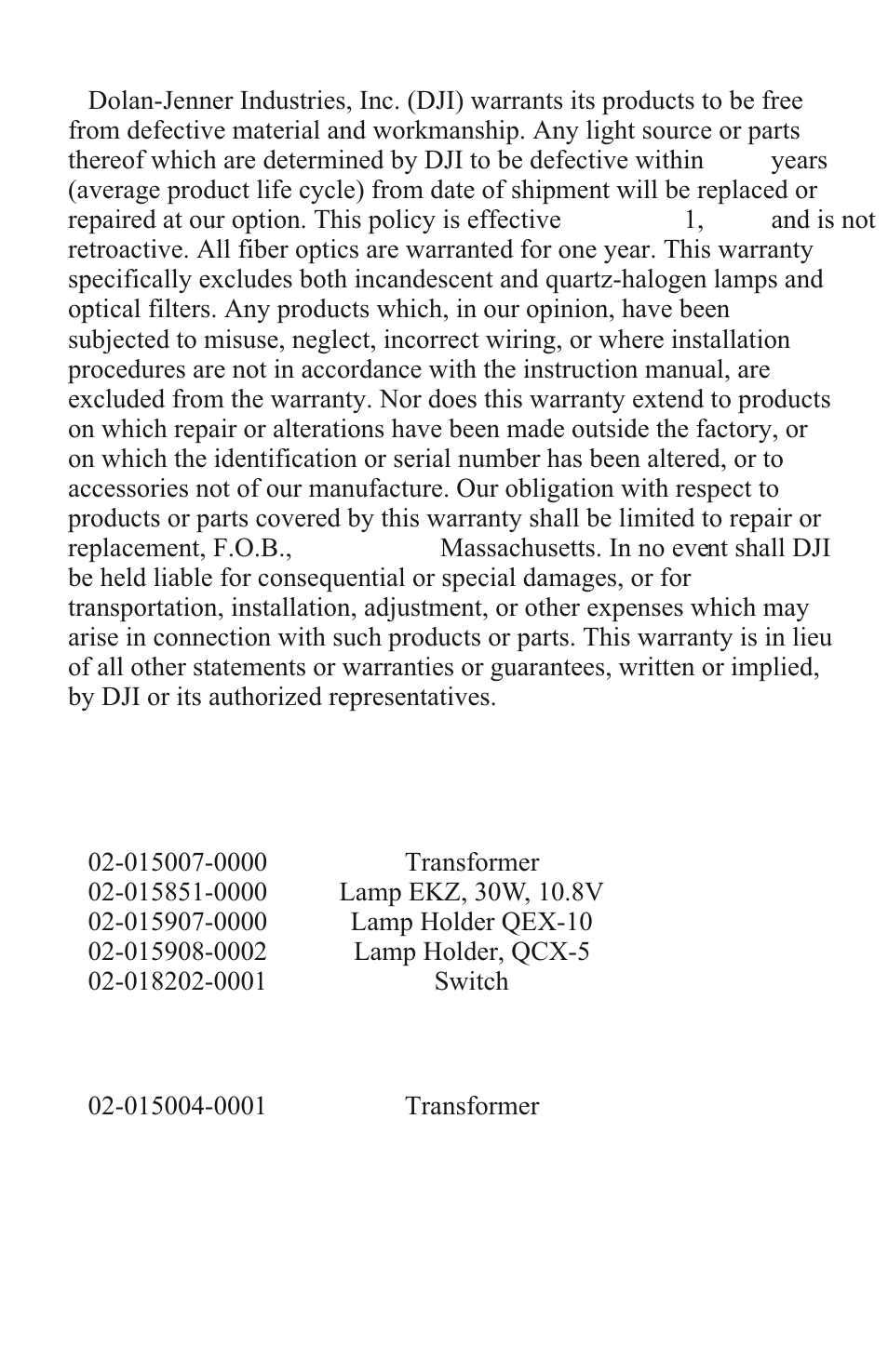 Dolan-Jenner 190 User Manual | Page 4 / 4