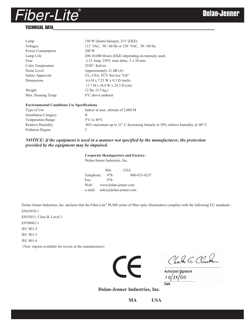 Fiber-lite | Dolan-Jenner PL900 User Manual | Page 8 / 8