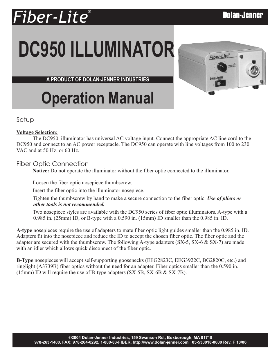 Dolan-Jenner DC950 User Manual | 8 pages