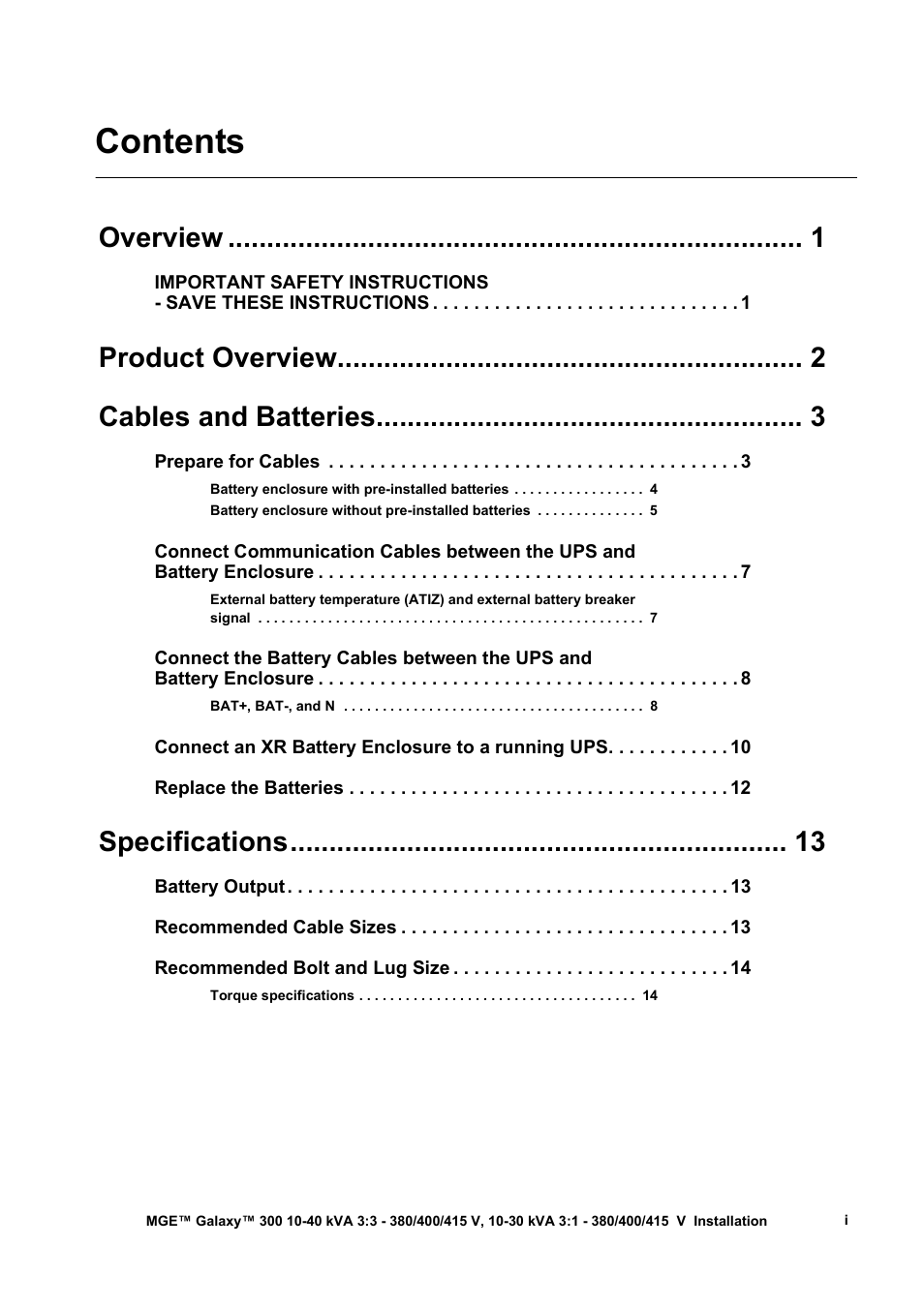 APC MGE 300 User Manual | Page 3 / 28