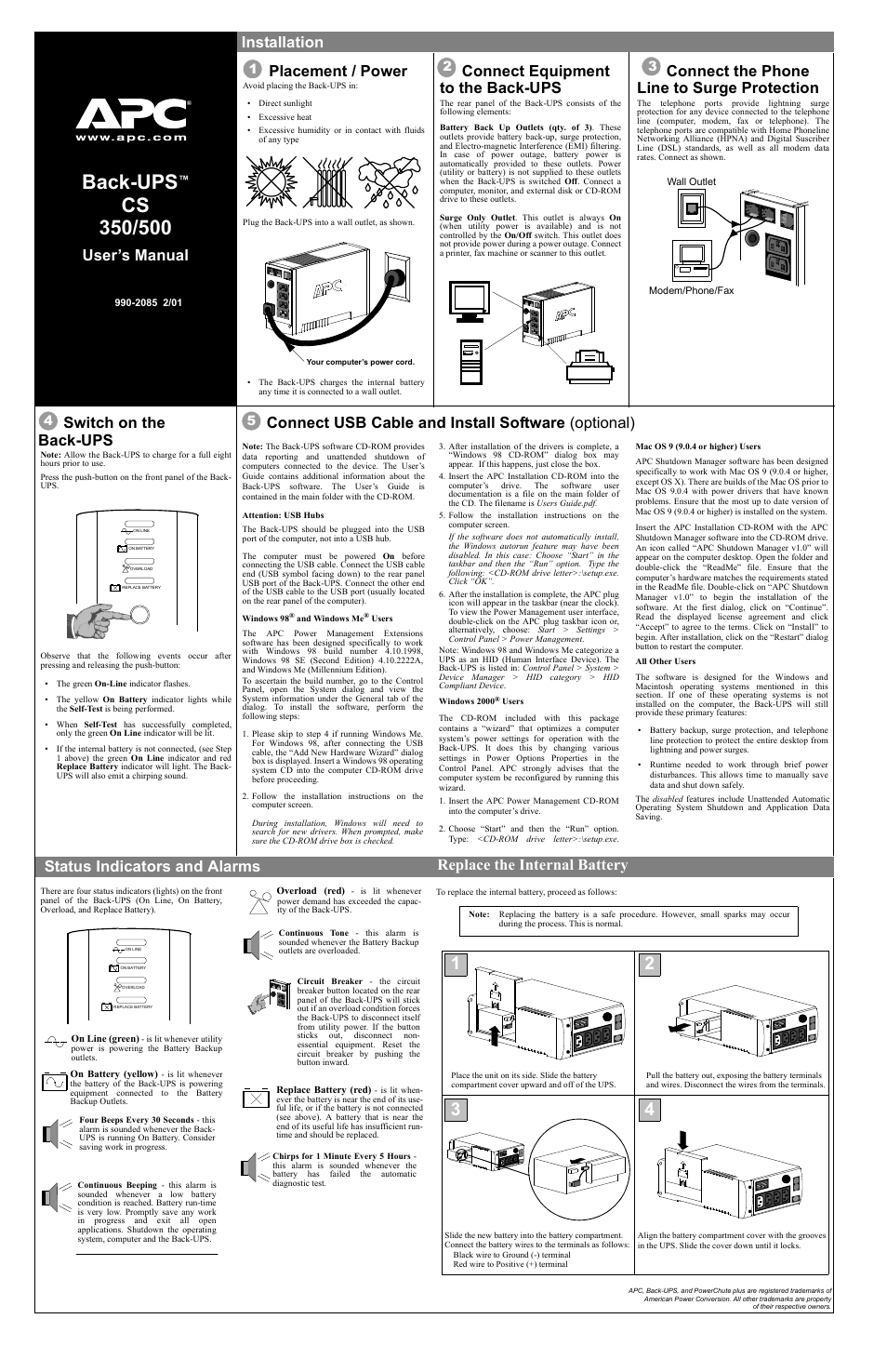 APC CS 500 User Manual | 2 pages