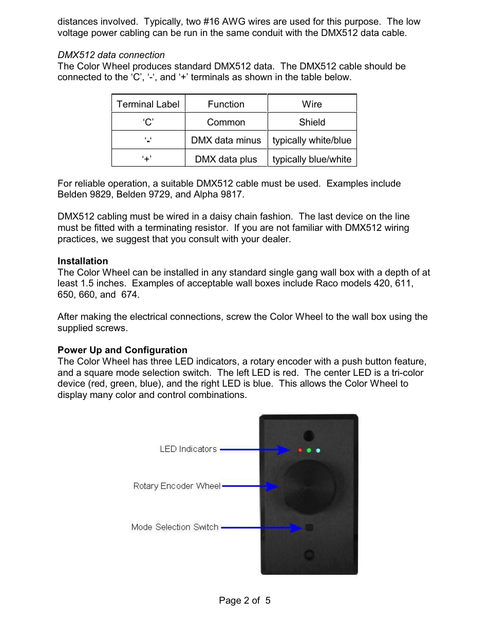 Doug Fleenor Design ColorWheel User Manual | Page 2 / 5