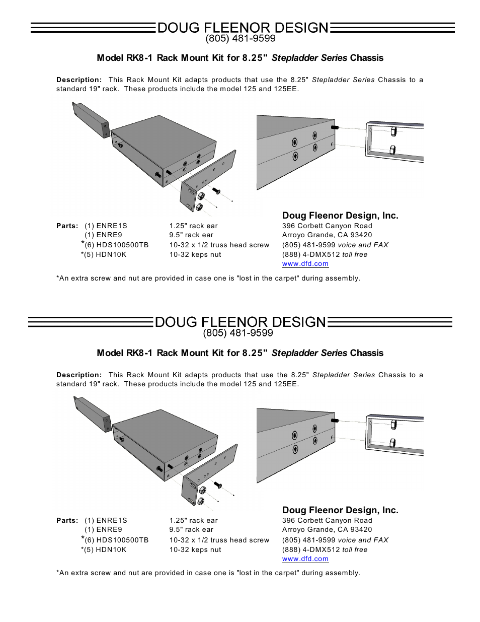 Doug Fleenor Design RK8-1 User Manual | 1 page