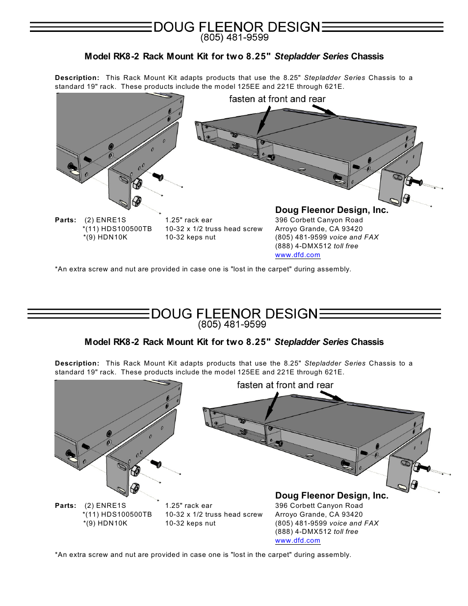 Doug Fleenor Design RK8-2 User Manual | 1 page