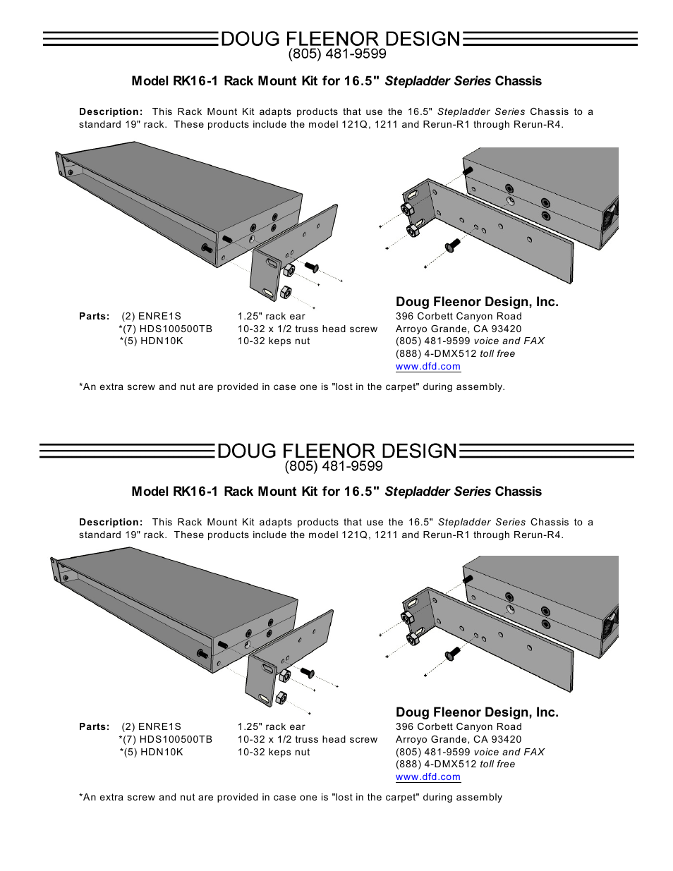 Doug Fleenor Design RK16-1 User Manual | 1 page