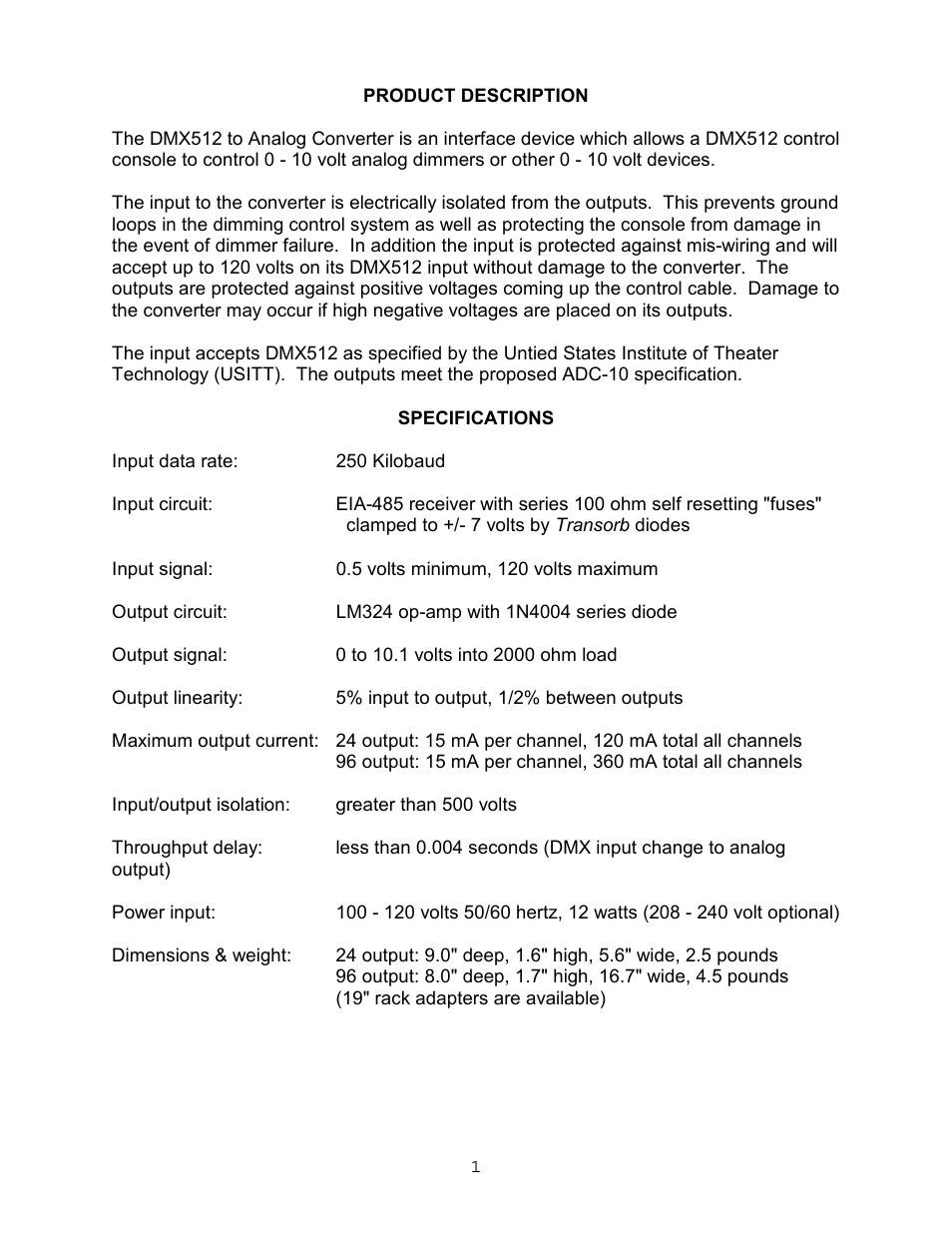 Doug Fleenor Design DMX24ANL User Manual | Page 2 / 6