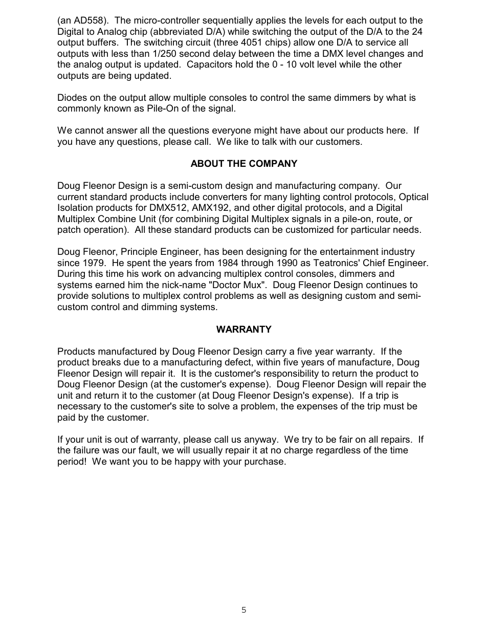 Doug Fleenor Design DMX24ANL User Manual | Page 6 / 6