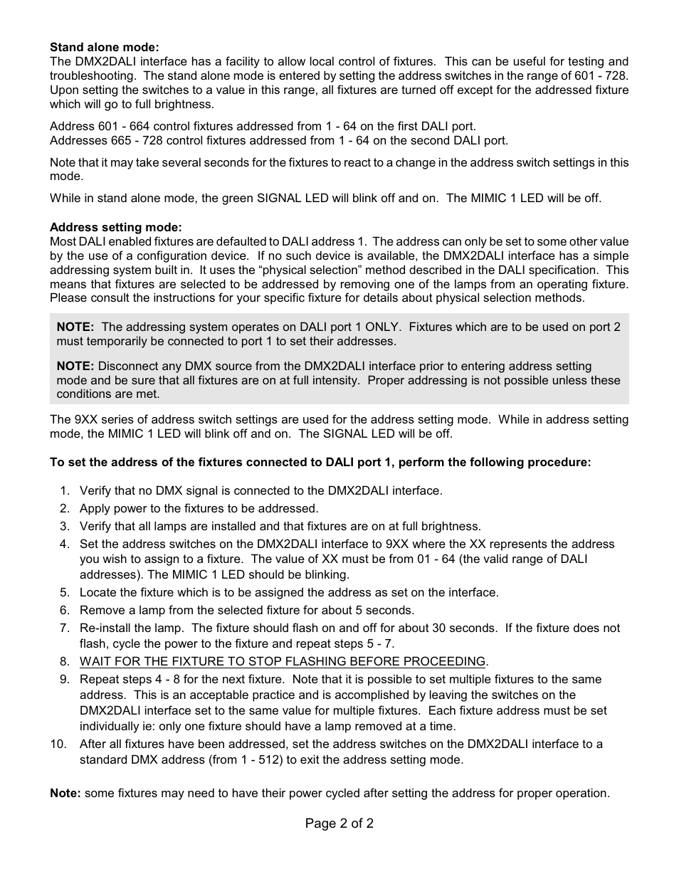 Doug Fleenor Design DMX2DALI User Manual | Page 2 / 2
