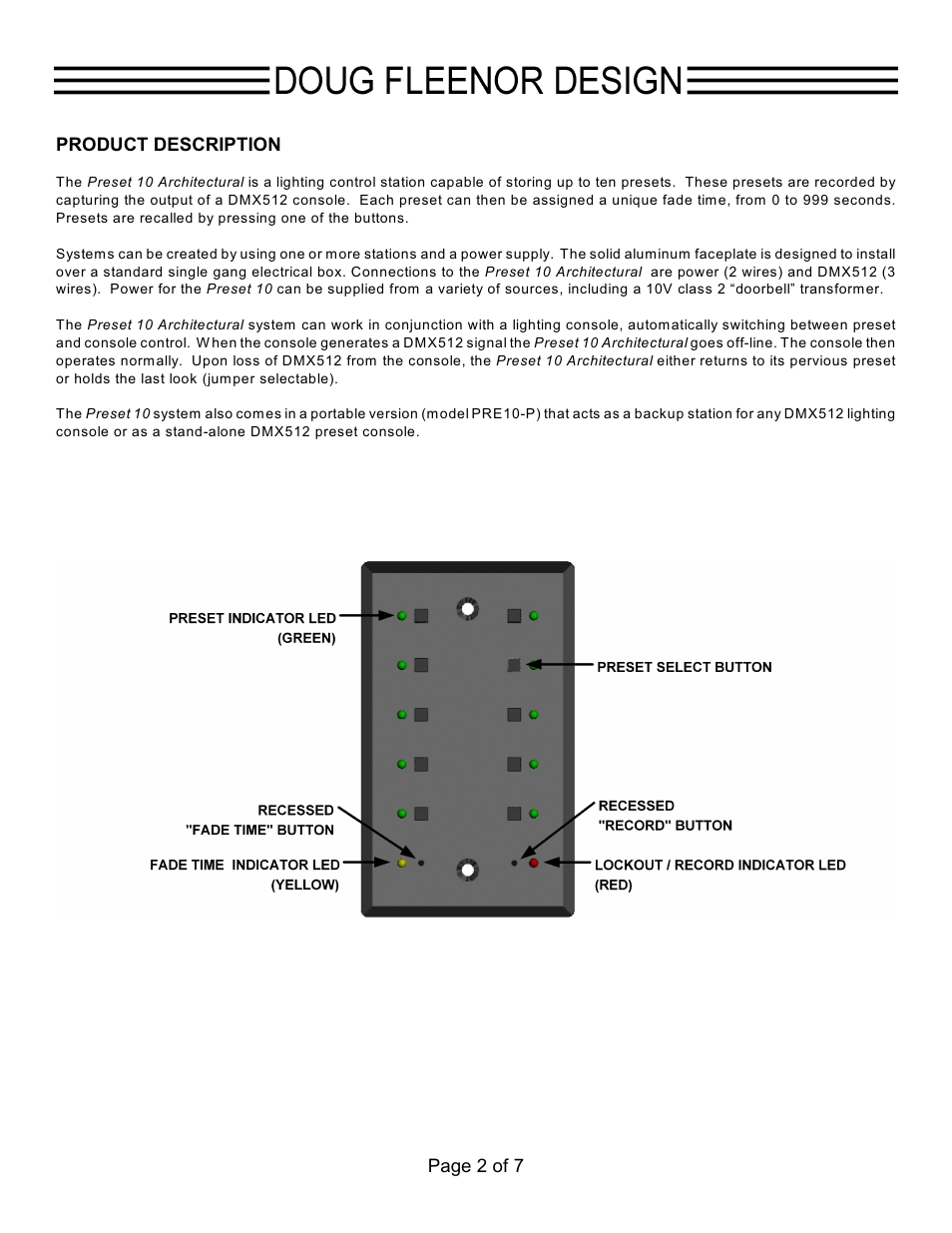Doug Fleenor Design PRE10-A User Manual | Page 2 / 7