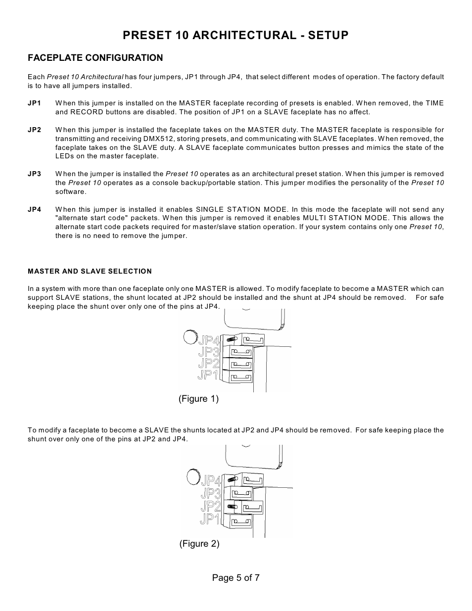 Preset 10 architectural - setup | Doug Fleenor Design PRE10-A User Manual | Page 5 / 7