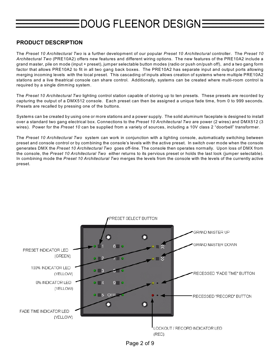 Doug Fleenor Design PRE10-A2 User Manual | Page 2 / 9