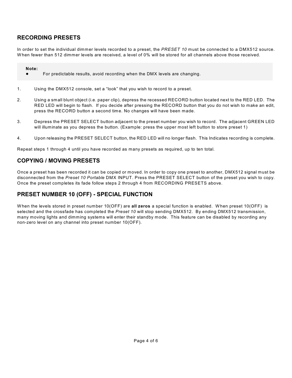 Doug Fleenor Design PRE10-P User Manual | Page 4 / 6