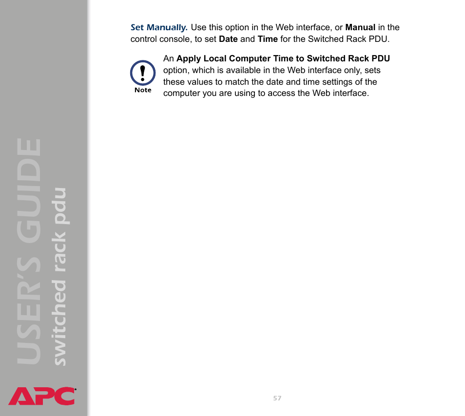 User ’s guide, Switched rack pdu | APC Switched Rack Power Distribution Unit (PDU) User Manual | Page 61 / 93