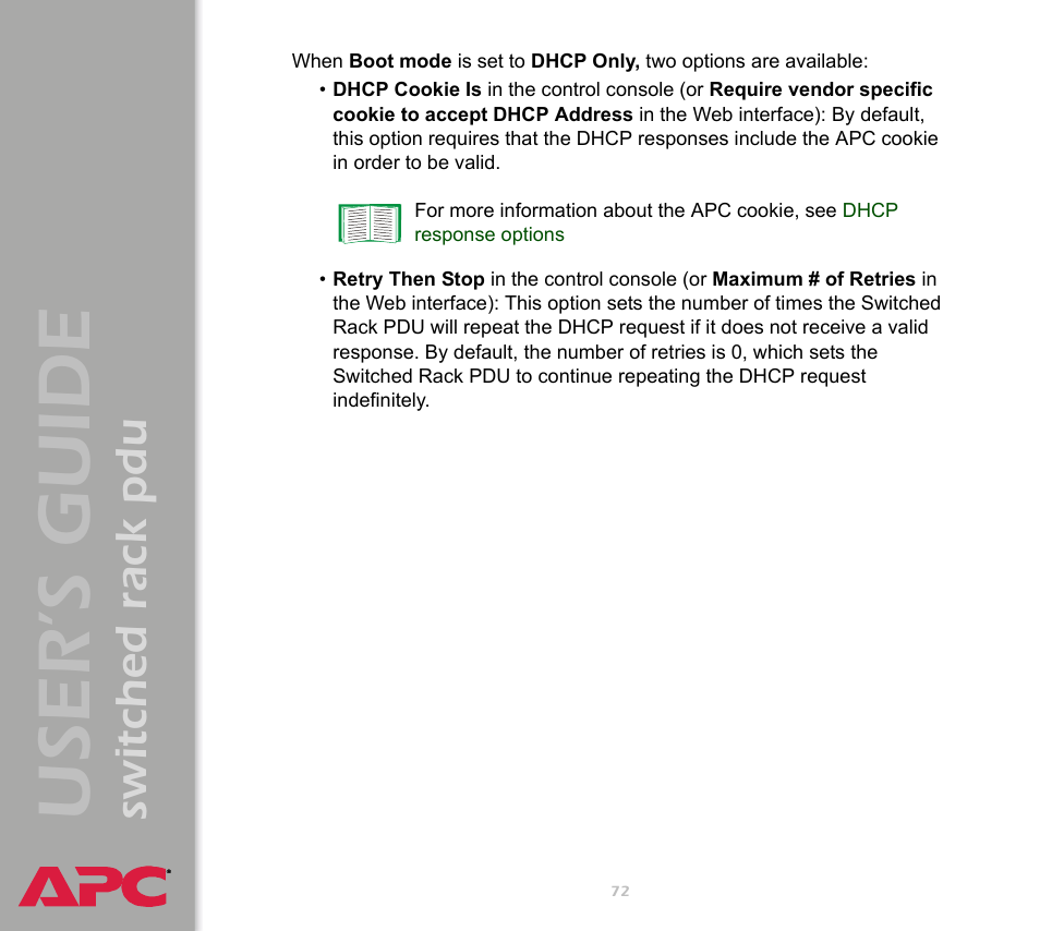 User ’s guide, Switched rack pdu | APC Switched Rack Power Distribution Unit (PDU) User Manual | Page 76 / 93