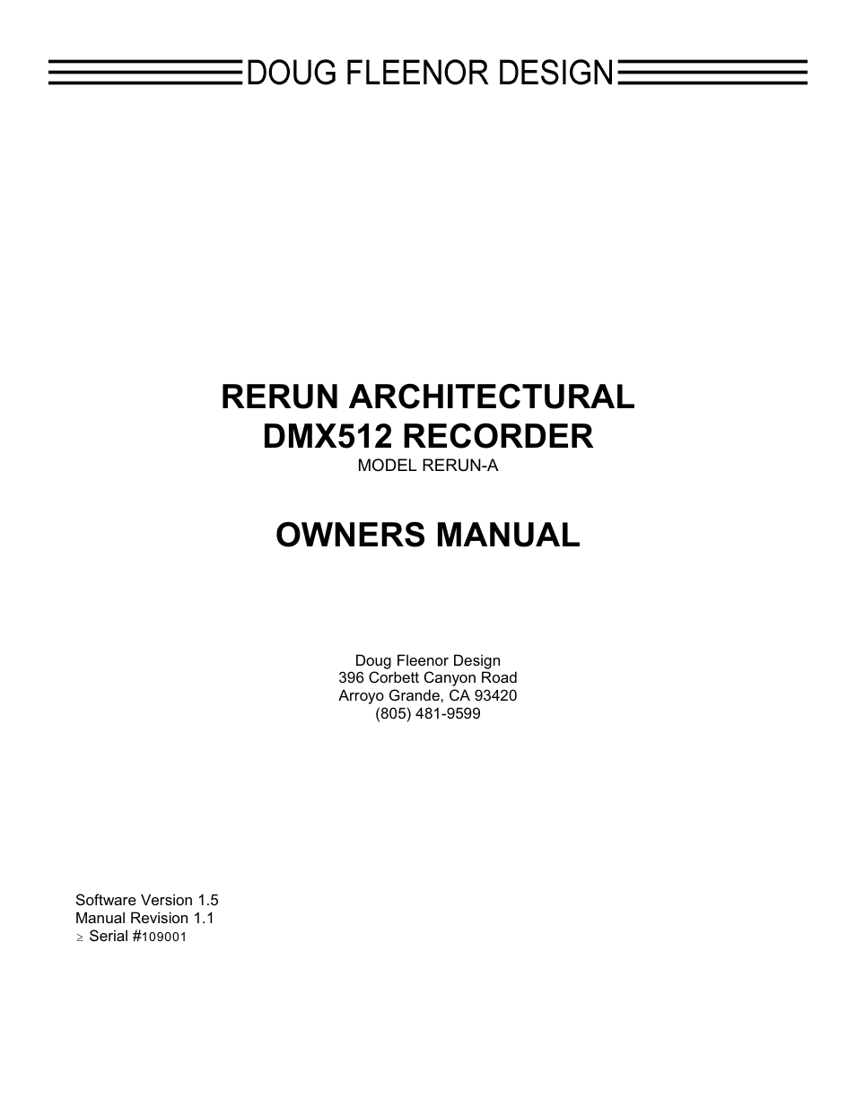 Doug Fleenor Design RERUN-R User Manual | 14 pages