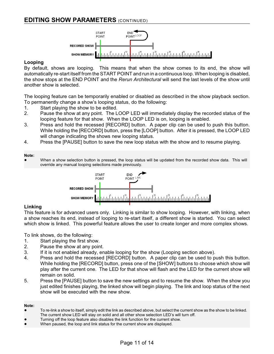Editing show parameters | Doug Fleenor Design RERUN-R User Manual | Page 11 / 14