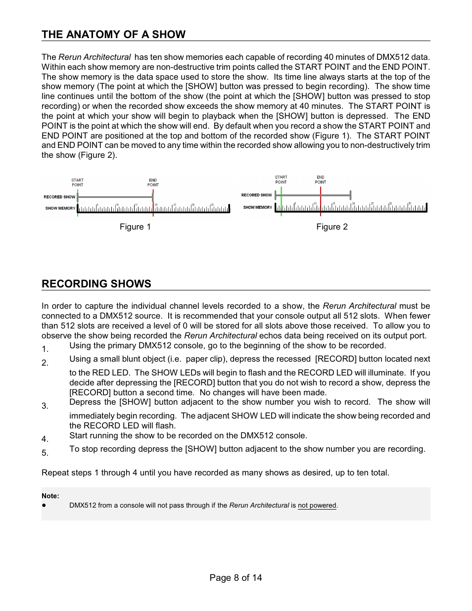 The anatomy of a show, Recording shows | Doug Fleenor Design RERUN-R User Manual | Page 8 / 14