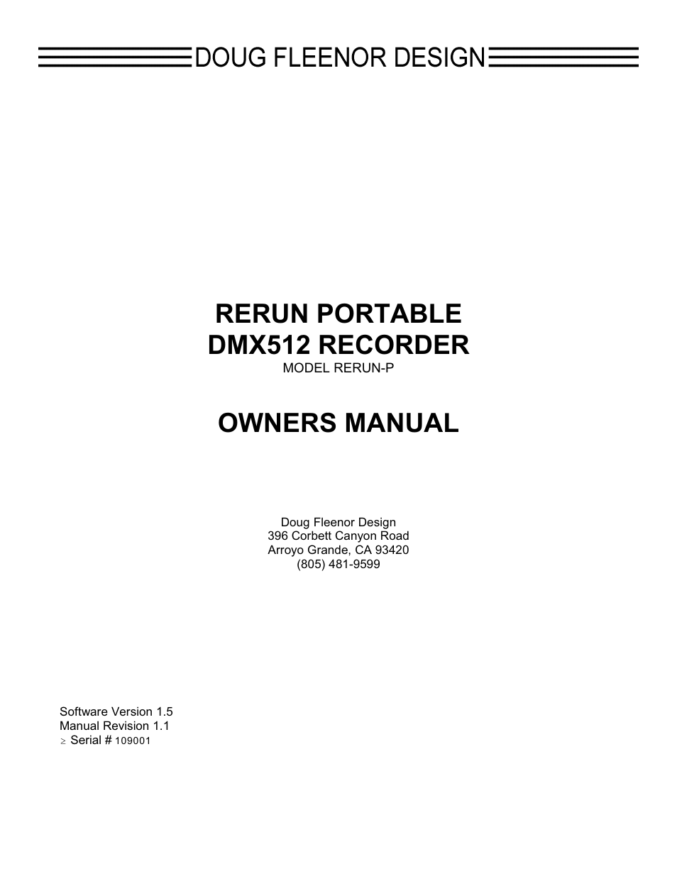 Doug Fleenor Design RERUN-P User Manual | 12 pages