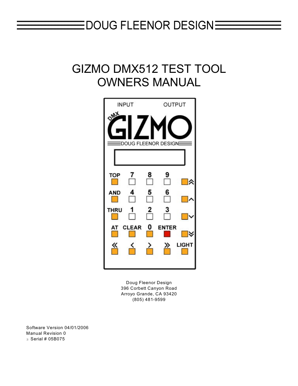 Doug Fleenor Design GIZMO Manual User Manual | 11 pages