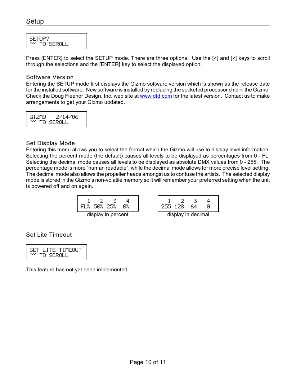 Setup | Doug Fleenor Design GIZMO Manual User Manual | Page 10 / 11