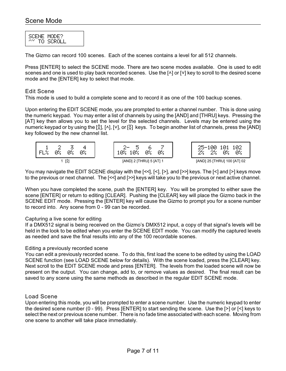 Scene mode | Doug Fleenor Design GIZMO Manual User Manual | Page 7 / 11