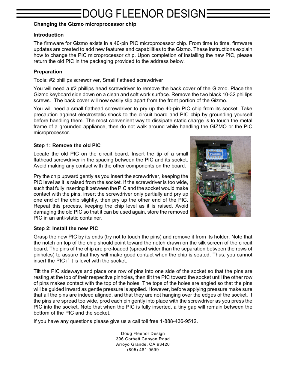 Doug Fleenor Design GIZMO PIC Update Guide User Manual | 1 page