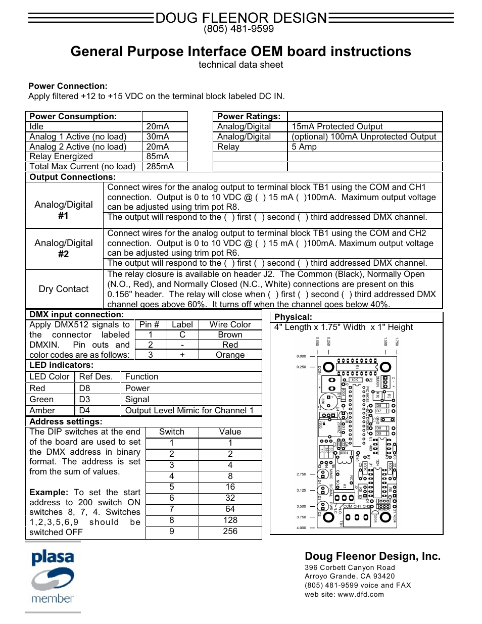 Doug Fleenor Design General Purpose Interface OEM board User Manual | 1 page